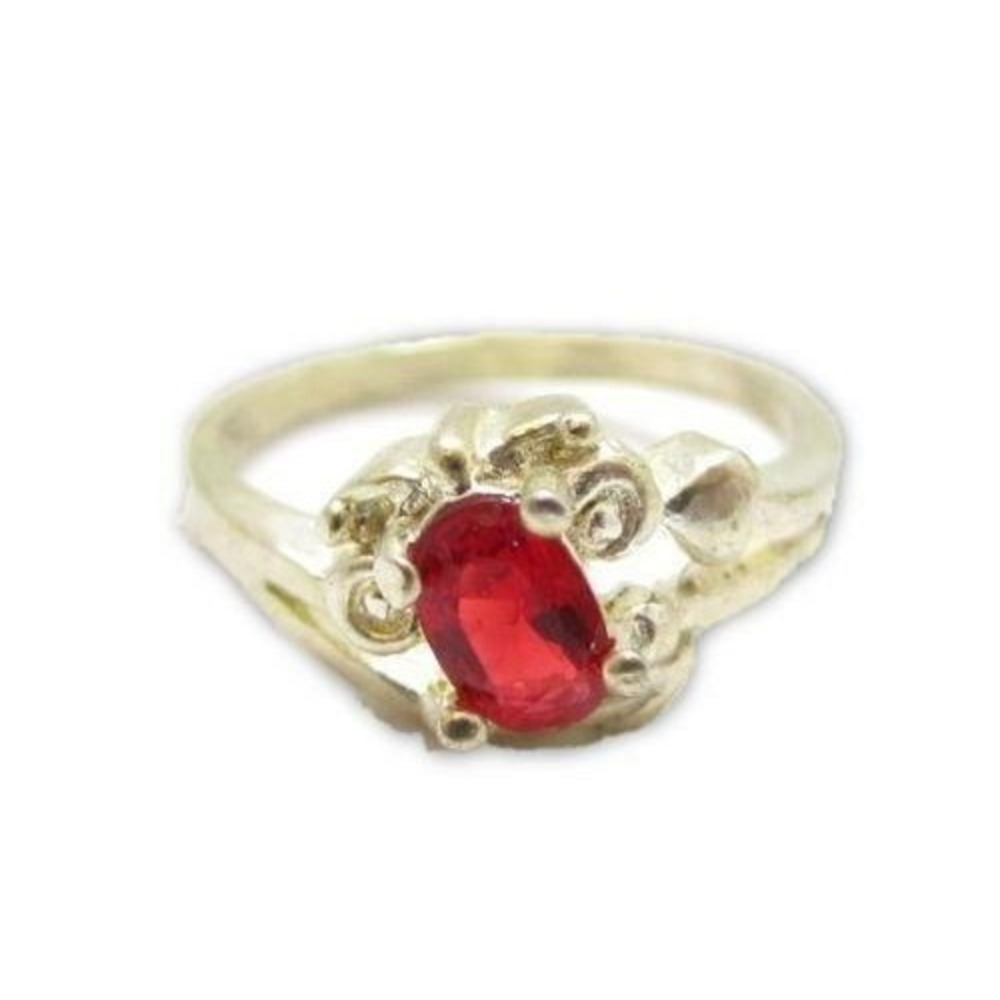 Vintage Orange Red Small Oval Red Stone Sterling Silver Size 6‎ Ring*925